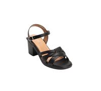 IVACHY Women's Block Heel Sandals Comfortable Mid Heel Strappy Summer Shoes with Ankle Buckle in Black | Size: 4