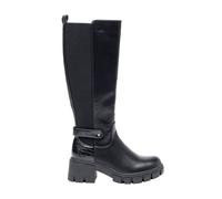 Ivachy Buckle Croc-Embossed Detail Zip Block Heel Tall Knee High Boots In Black Black 3