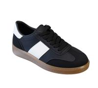 IVACHY Women's Fashion Sneakers - Classic White Lace-Up Shoes with Contrast Stitching | Vibrant Colors | UK Sizes 3-7.5