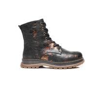 IVACHY Ladies Combat boots- Chunky - Womens Lace up ankle boots- Zip up Closure- Metalic- VEGAN- Warm Lining- Size UK 3 to 7.11