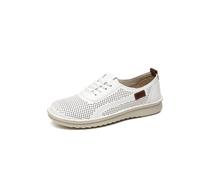Ivachy Comfort Breathable Perforated Lace Up Casual Shoes In White White 7.5