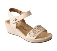 IVACHY Comfort Wedge Women's Sandals with Velcro Closure - Cushioned Footbed, Geometric Design - Available UK Size 3 to 7.5