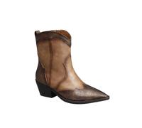 Cowboy Western Vintage Style Metalic Bronze Shinny Ankle Boots with Pointed Toe and Block Heel IVACHY Bronze 7
