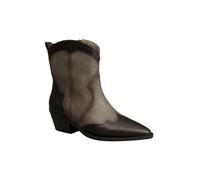 Cowboy Western Vintage Style Metalic Bronze Shinny Ankle Boots with Pointed Toe and Block Heel IVACHY Brown 7