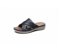 IVACHY Women's Cross Strap Cushioned Ultra Soft Mule Slides Sandals in Navy | Size: 7.5 IVACHY Navy 7.5