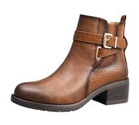 IVACHY Fashion Chic Boots Ankle Strap Women Booties Ladies Mock Croc Block Heel Shoes Size 3-7.5 UK