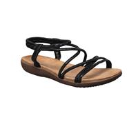 IVACHY Women's Gladiator Sandals Rhinestone Strappy Flat Summer Sandals with Ankle Strap in Black | Size: 4