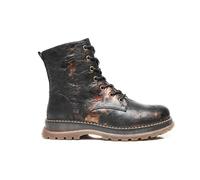 IVACHY Ladies Combat boots- Chunky - Womens Lace up ankle boots- Zip up Closure- Metalic- VEGAN- Warm Lining- Size UK 3 to 7.5