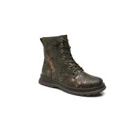 IVACHY Ladies Combat boots- Chunky - Womens Lace up ankle boots- Zip up Closure- Metalic- VEGAN- Warm Lining- Size UK 3 to 7.5