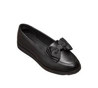 IVACHY Women's Loafers Flats Girl's School Comfortable Slip-On Shoes with Bow in Black | Size: 7.5 IVACHY Black 7.5