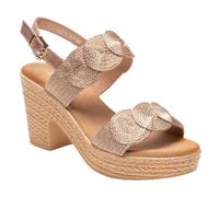 IVACHY Womens Sandal Ladies Wedge Woven Braided Block Heels Summer Espadrille Platform Shoes Size UK Champagne