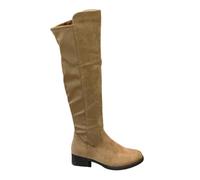 IVACHY Suede high knee boots flat zip closure elastic band adjustable fashion casual shoes size 3 to 7.5 uk