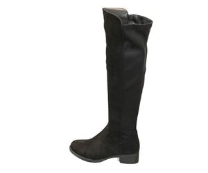 IVACHY Suede high knee boots flat zip closure elastic band adjustable fashion casual shoes size 3 to 7.5 uk