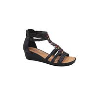 IVACHY Women's Summer Braided Strappy Beaded Flowery Espadrille Wedge Sandals