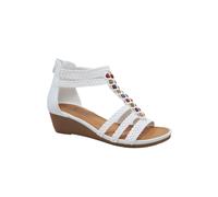 IVACHY Women's Summer Braided Strappy Beaded Flowery Espadrille Wedge Sandals
