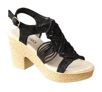 Summer Braided Strappy Beaded Espadrille Wedge Heels Sandals cushioning… IVACHY Black 7