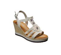 IVACHY Women's Summer Braided Strappy Beaded Flowery Espadrille Wedge Heels Sandals