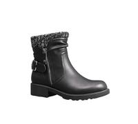 IVACHY Women's Super Comfy Cushioned English-Style Kitten Cuff Ribbed-Knit Ankle Boots in Black | Size: 7