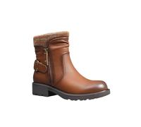 IVACHY Women's Super Comfy Cushioned English-Style Kitten Cuff Ribbed-Knit Ankle Boots in Camel | Size: 7
