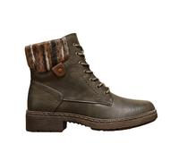 IVACHY Women's Warm Lined Winter Combat Boots with Fur Collar in Khaki | Size: 6