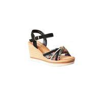 IVACHY Women's Wedge Sandals - Floral Tropical Design in Black | Size: 7.5 IVACHY Black 7.5