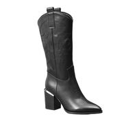 Ivachy Western Style Cowboy Pointed Toe Block Heel Under Knee High Boots With Zippers In Black Black