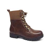 IVACHY Women Ankle Boots - Zip Comfort Lace-Up Booties, Ladies Fashion Winter Wedge Boots Size UK 3-8 Tan