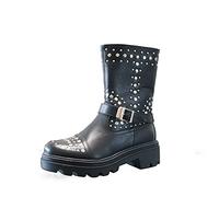 IVACHY Women Boots Chunky Block Heels Studded Zip Comfort Ladies Winter Shoes Size UK 3-12