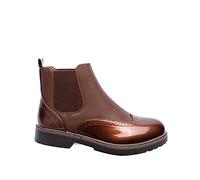 IVACHY Women Chelsea Boots - Classic Brogue Ankle Boots Elastic- Stretch Ankle Strap, Ladies Fashion Winter Patent Boots Size UK 3-8 Camel