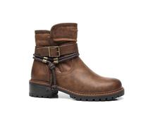 IVACHY Women Insulated ankle boots- zip closure - Block heel round toe- buckle closure - ladies size 3 to 7.5 UK