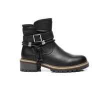 IVACHY Women Insulated ankle boots- zip closure - Block heel round toe- buckle closure - ladies size 3 to 7.5 UK