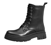 IVACHY Women Lace Up Ankle Boots Black Chunky Combat Style Ladies Platform Shoes Zip Size 3-7.5 UK