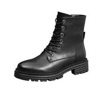 IVACHY Women Lace Up Ankle Boots Black Chunky Combat Style Ladies Platform Shoes Zip Size 3-7.5 UK