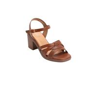 IVACHY Women’s Block Heel Sandals - Comfortable Mid Heel Strappy Summer Shoes with Ankle Buckle - brown, black and white, Casual & Dressy