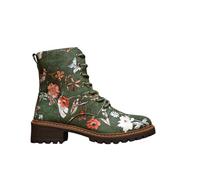 IVACHY Women’s Floral Lace-Up Ankle Boots with Side Zip - Stylish Printed Combat Boots for Casual Everyday Wear- Size 4-7.5