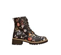 IVACHY Women’s Floral Lace-Up Ankle Boots with Side Zip - Stylish Printed Combat Boots for Casual Everyday Wear- Size 4-7.5