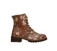 IVACHY Women’s Floral Lace-Up Ankle Boots with Side Zip - Stylish Printed Combat Boots for Casual Everyday Wear- Size 4-7.5