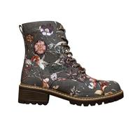 IVACHY Women’s Floral Lace-Up Ankle Boots with Side Zip - Stylish Printed Combat Boots for Casual Everyday Wear- Size 4-7.5