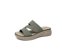 IVACHY Women’s Platform Slide Sandals, Multi-Tone Woven Look Double Strap Open Toe Slip On Summer Mules, Cushioned Comfort Lightweight Thick Sole Casual Walking Slides
