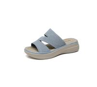 IVACHY Women’s Platform Slide Sandals, Multi-Tone Woven Look Double Strap Open Toe Slip On Summer Mules, Cushioned Comfort Lightweight Thick Sole Casual Walking Slides
