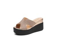 IVACHY Women’s Platform Wedge Sandals, Rhinestone sparkling Open Toe Slip On Mules, Lightweight chunky Sole Comfort Summer Slippers for Holiday, Party & Casual Wear