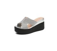 IVACHY Women’s Platform Wedge Sandals, Rhinestone sparkling Open Toe Slip On Mules, Lightweight chunky Sole Comfort Summer Slippers for Holiday, Party & Casual Wear