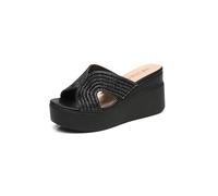 IVACHY Women’s Platform Wedge Sandals, Rhinestone sparkling Open Toe Slip On Mules, Lightweight chunky Sole Comfort Summer Slippers for Holiday, Party & Casual Wear