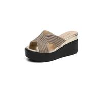 IVACHY Women’s Platform Wedge Sandals, Rhinestone sparkling Open Toe Slip On Mules, Lightweight chunky Sole Comfort Summer Slippers for Holiday, Party & Casual Wear