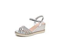 IVACHY Women’s Wedge Sandals Rhinestone Sparkly Glitter shoes ladies - Strappy Ankle Strap Buckle Open Toe Bridal Platform Wedding Summer Dress prom party
