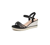 IVACHY Women’s Wedge Sandals Rhinestone Sparkly Glitter shoes ladies - Strappy Ankle Strap Buckle Open Toe Bridal Platform Wedding Summer Dress prom party