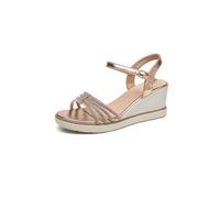 IVACHY Women’s Wedge Sandals Rhinestone Sparkly Glitter shoes ladies - Strappy Ankle Strap Buckle Open Toe Bridal Platform Wedding Summer Dress prom party