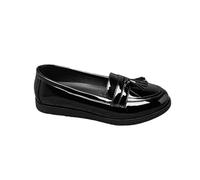 IVACHY Women's Black Patent Loafers with Bow or Tassel Style - Slip-On Flat Shoes - Comfortable Stylish Casual Work Flats for Office, School, Everyday Wear
