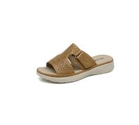IVACHY Women's Bohemian Style Perforated Lightweight Mule Slippers Slide Sandals in Camel | Size: 3 IVACHY Camel 3