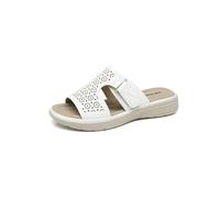 IVACHY Women's Bohemian Style Perforated Lightweight Mule Slippers Slide Sandals in White | Size: 5